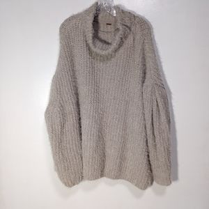 Free People Oasis Oversize Tunic Sweater in Silver Glass Combo Size M